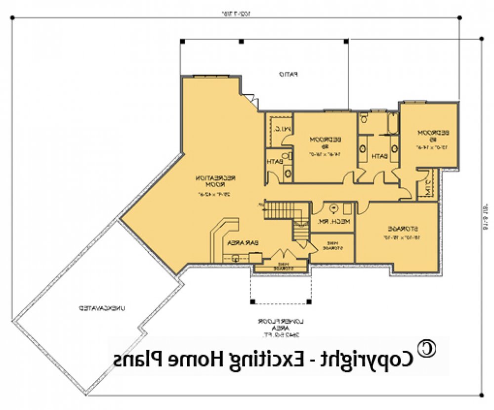 House Plan E1519-10  Lower Floor Plan REVERSE