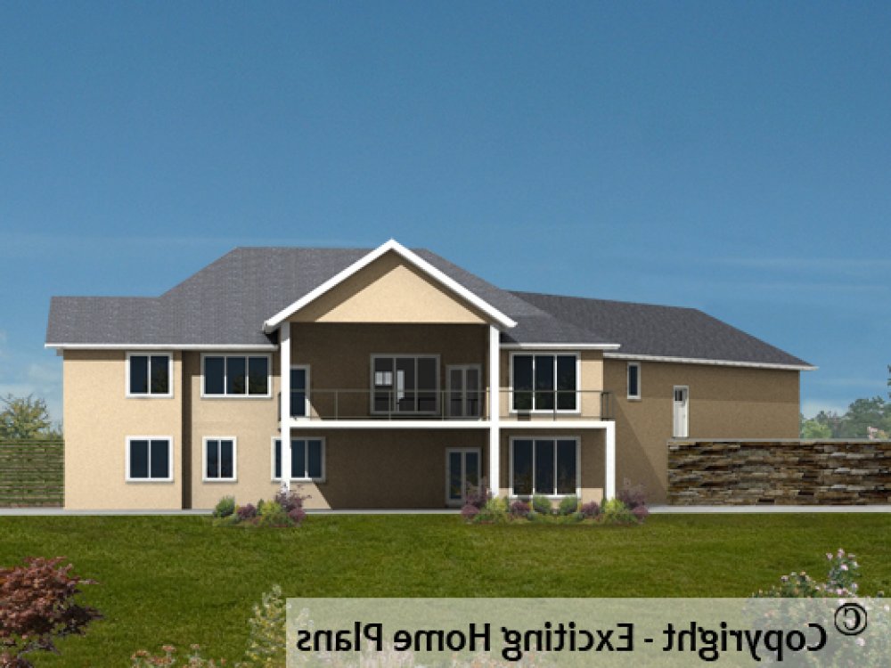 House Plan E1519-10 Rear 3D View REVERSE