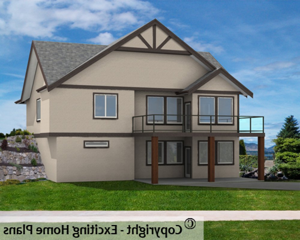 House Plan E1598 -10 Rear 3D View REVERSE