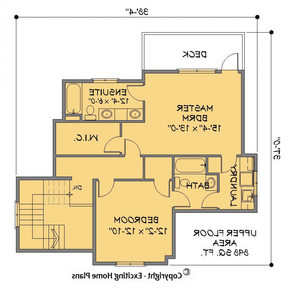 House Plan E1499-10  Upper Floor Plan REVERSE