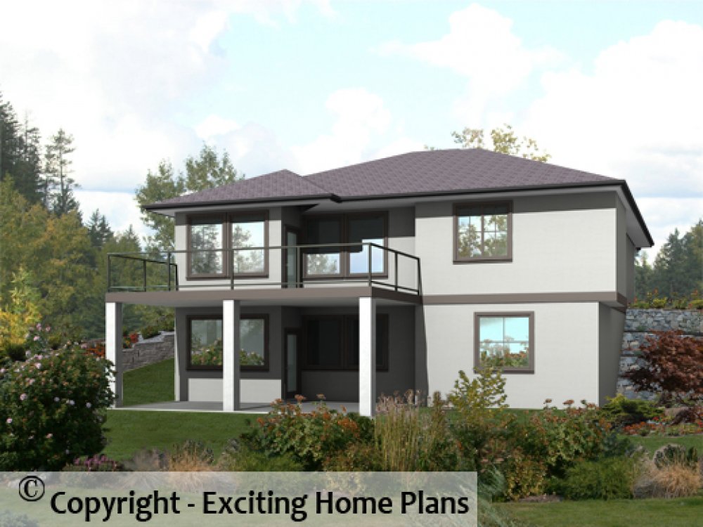 House Plan E1316-10 Rear 3D View