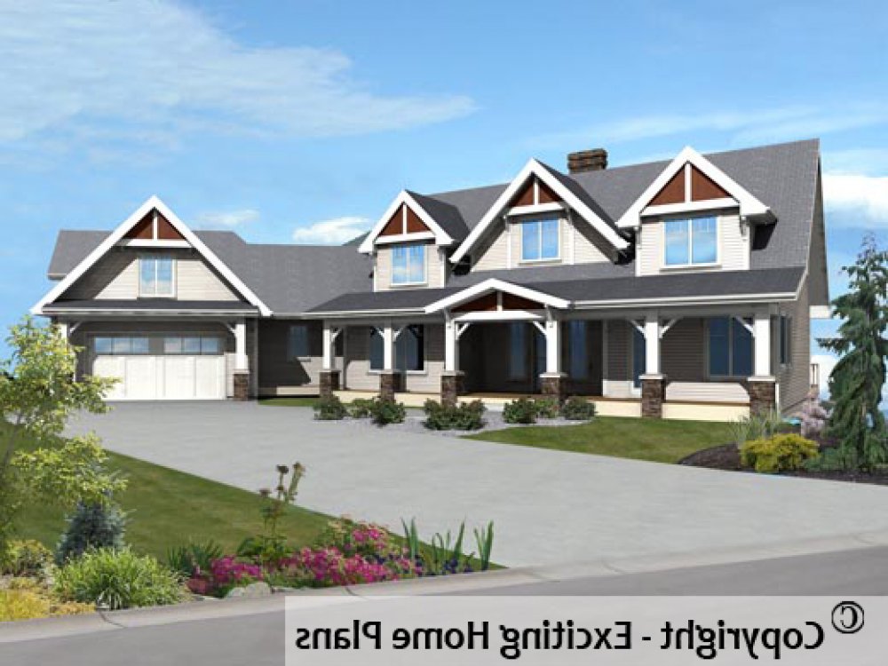 House Plan E1087-10 Exterior 3D View REVERSE
