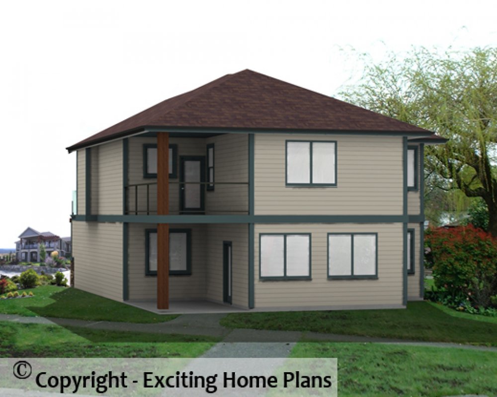House Plan E1289-10 Rear 3D View