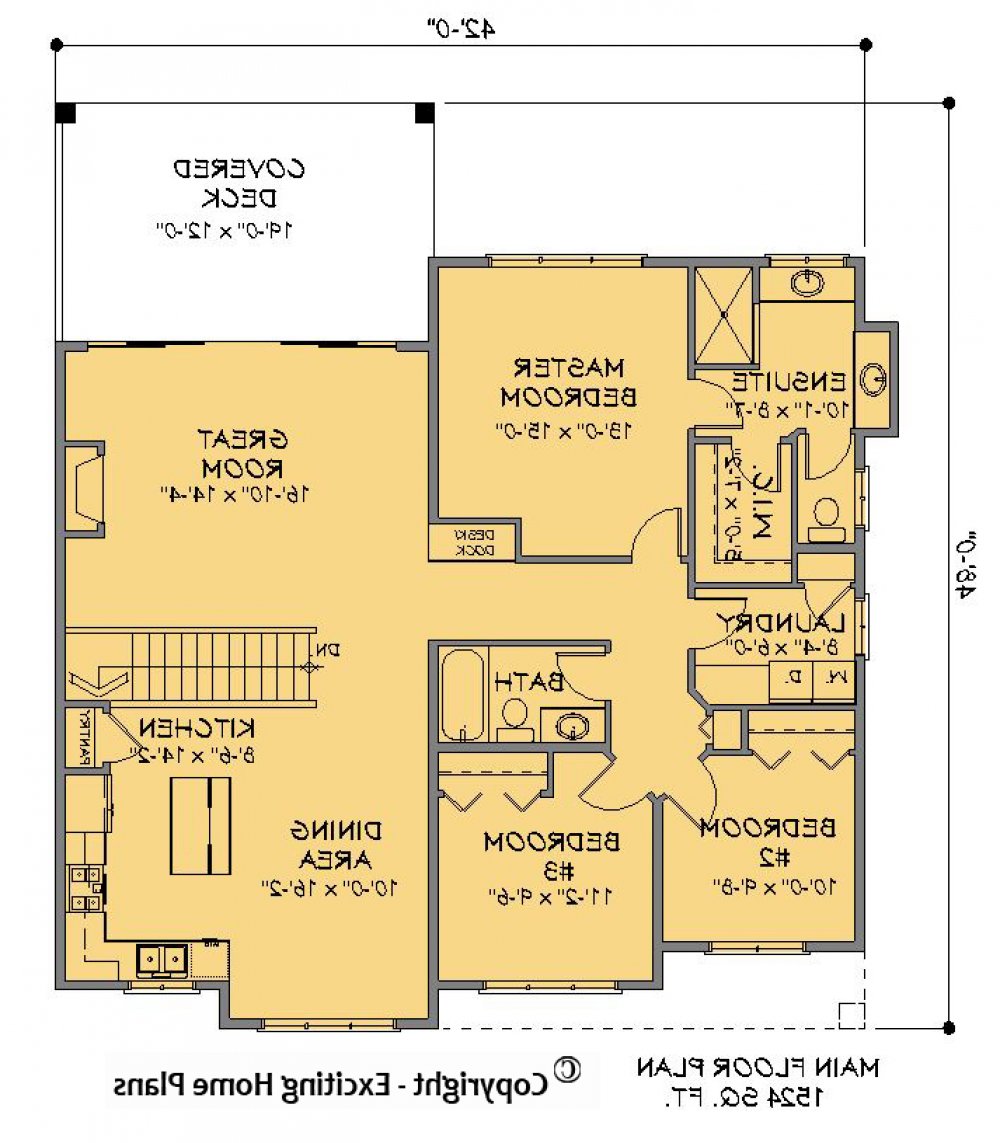 House Plan E1206-10 Main Floor Plan REVERSE