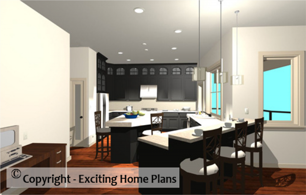 House Plan E1029-10  Interior Kitchen 3D Area