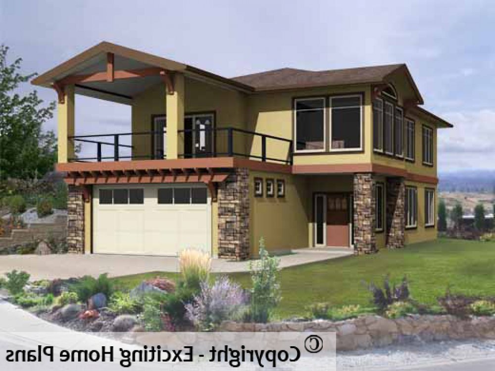 House Plan E1167-10 Exterior 3D View REVERSE