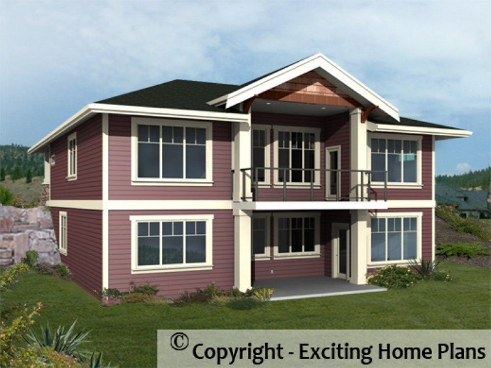 House Plan E1030-10 Rear 3D View