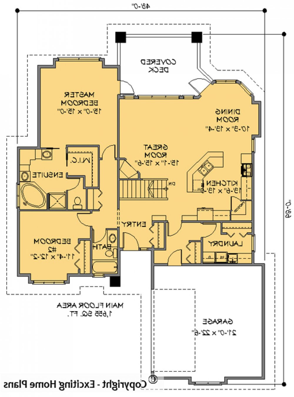 House Plan E1057-10 Main Floor Plan REVERSE