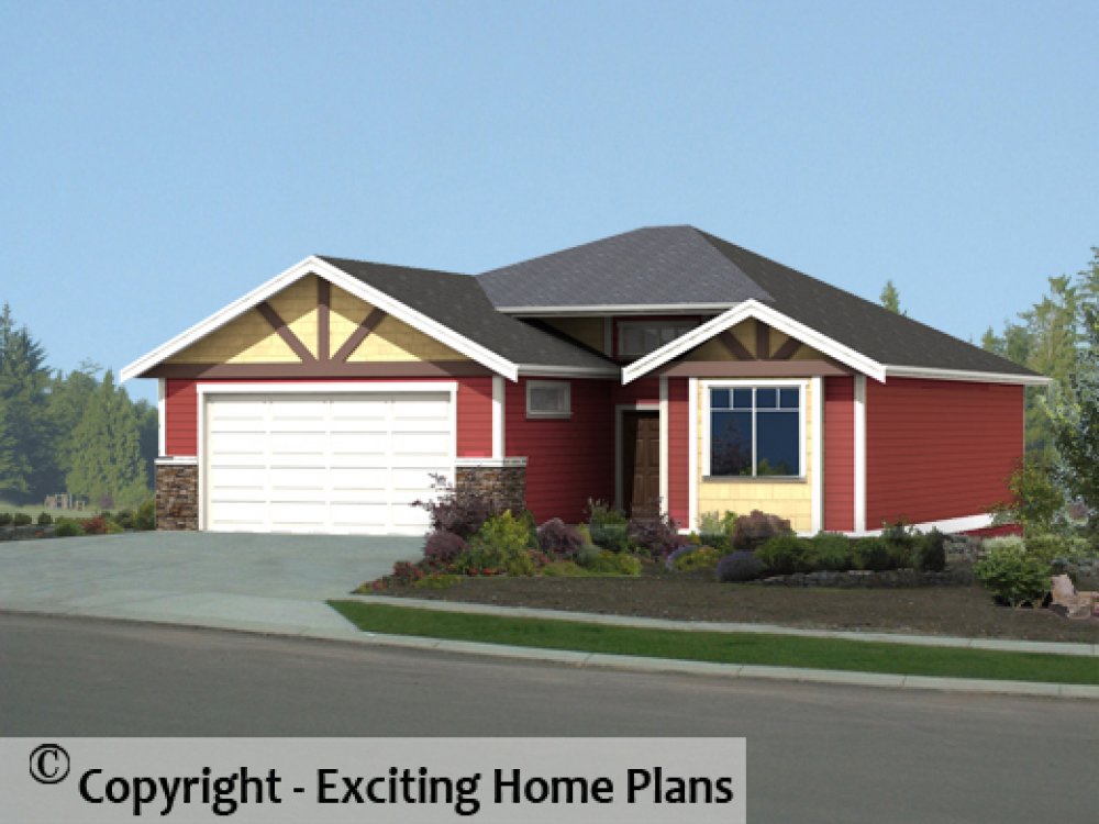 House Plan E1682-10 Front 3D View
