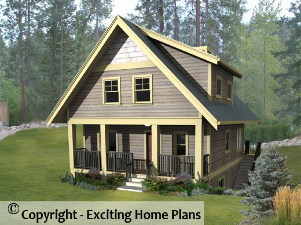 House Plan E1114-11  Front 3D View