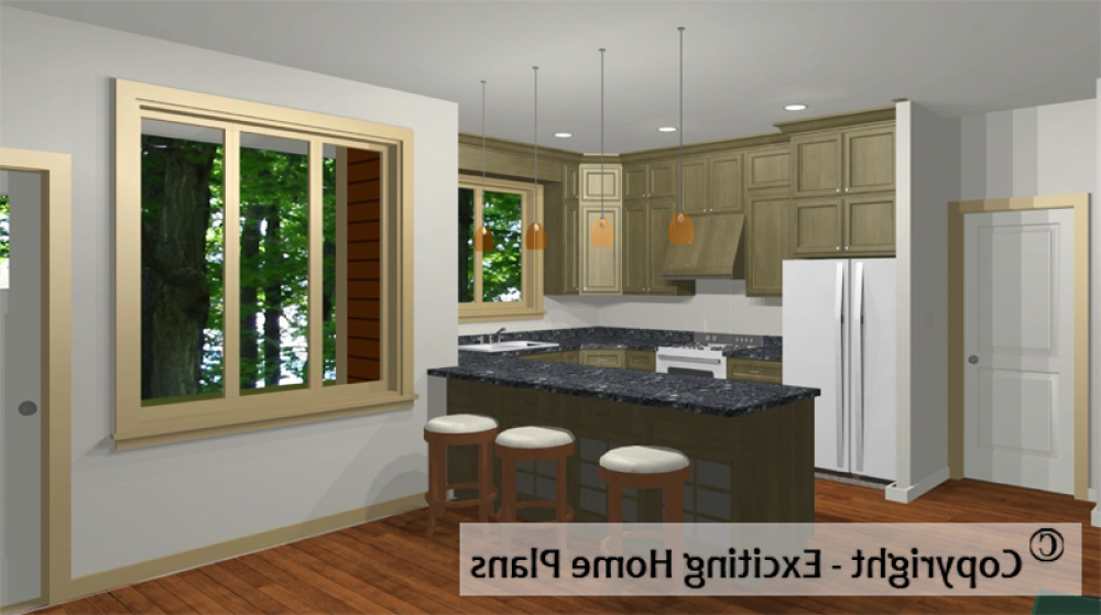 House Plan E1001-10M Interior Kitchen Area REVERSE