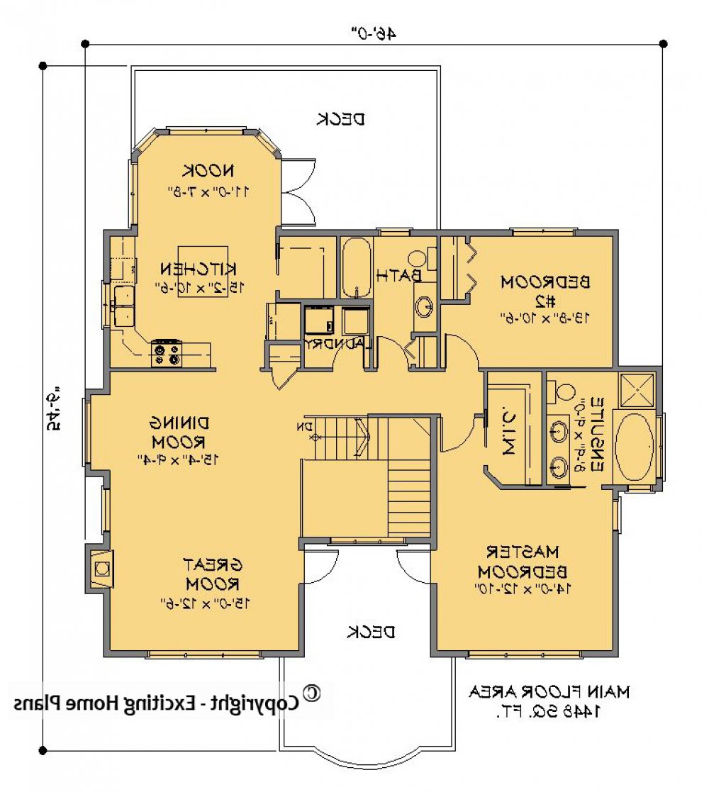 House Plan E1285-10 Main Floor Plan REVERSE
