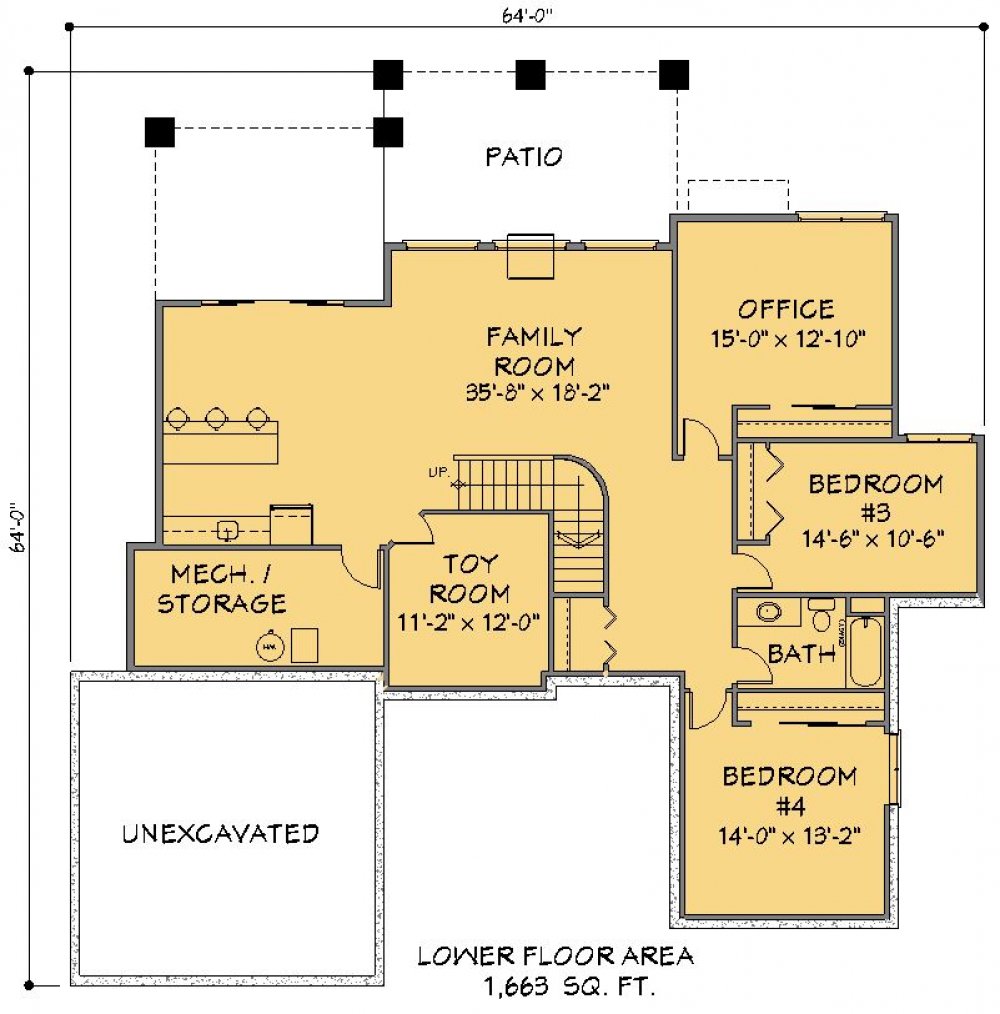 House Plan E1408-10 Lower Floor Plan