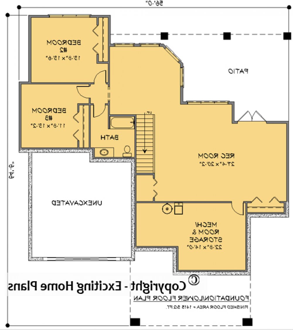 House Plan E1733-10  Lower Floor Plan REVERSE