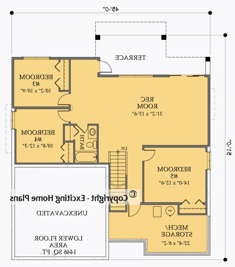 House Plan E1046-10  Lower Floor Plan REVERSE