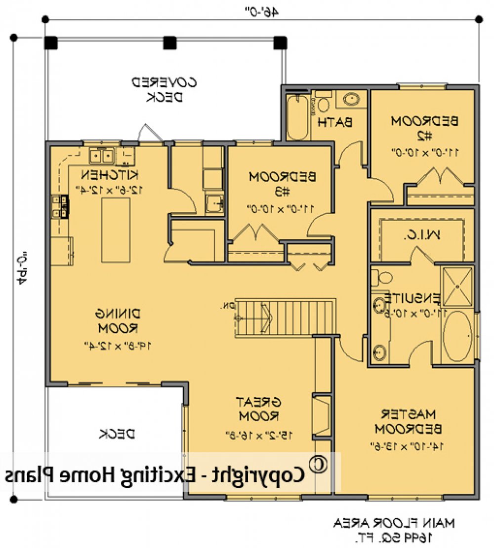 House Plan E1646-10 Main Floor Plan REVERSE