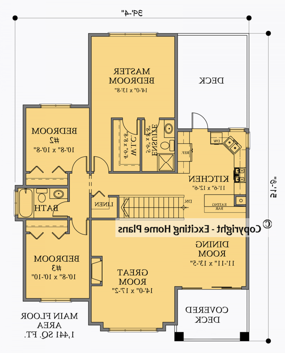 House Plan E1035-10 Main Floor Plan REVERSE