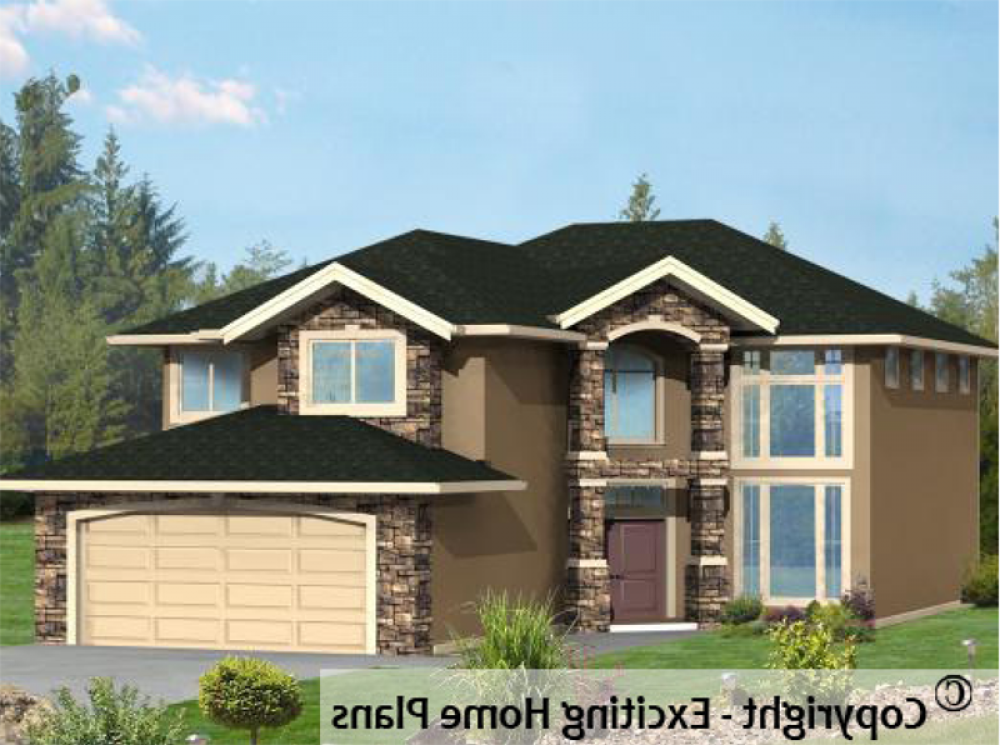 House Plan E1027-10 Exterior 3D View REVERSE