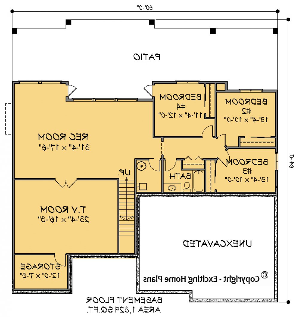 House Plan E1588-10 Lower Floor Plan REVERSE