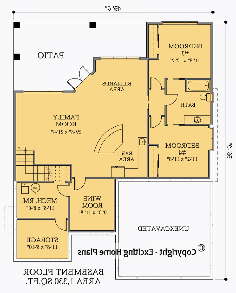 House Plan E1049-10 Lower Floor Plan REVERSE