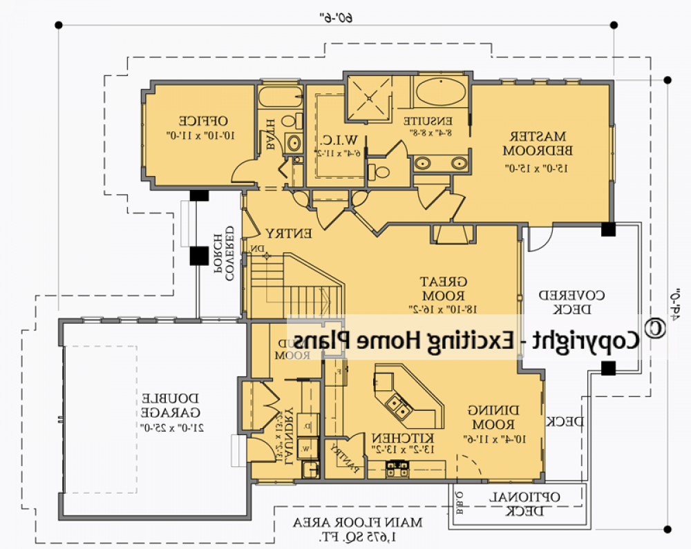 House Plan E1028-10 Main Floor Plan REVERSE
