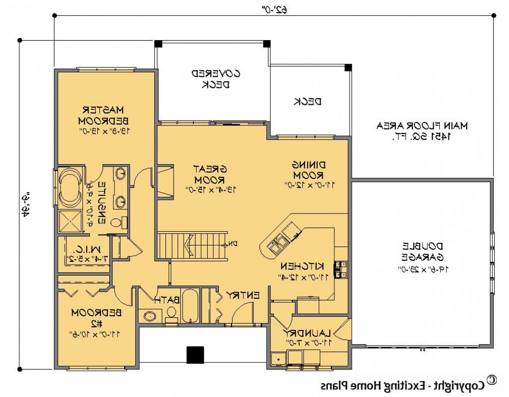 House Plan E1332-10 Main Floor Plan REVERSE