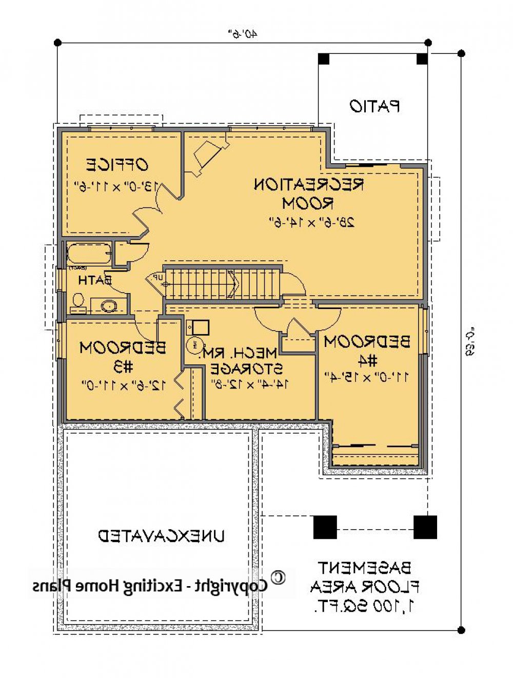 House Plan E1594-10 Lower Floor Plan REVERSE