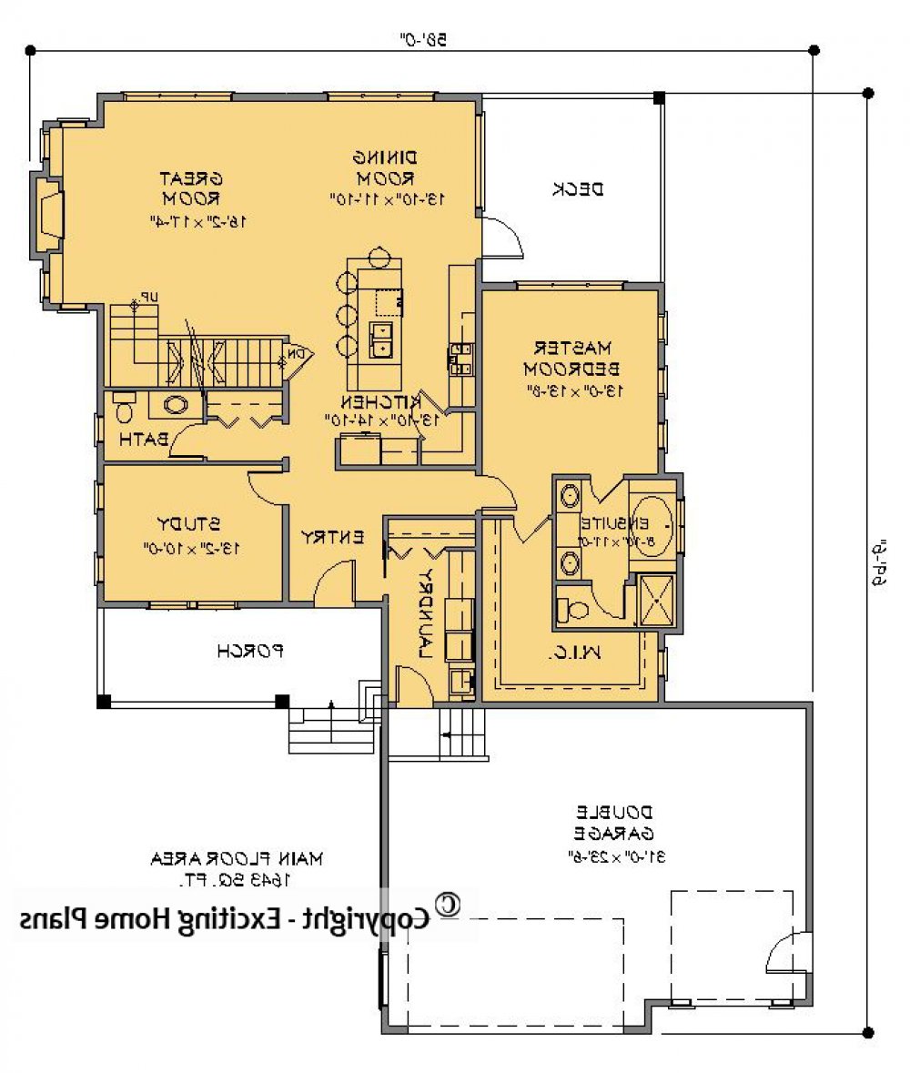 House Plan E1323-10 Main Floor Plan REVERSE