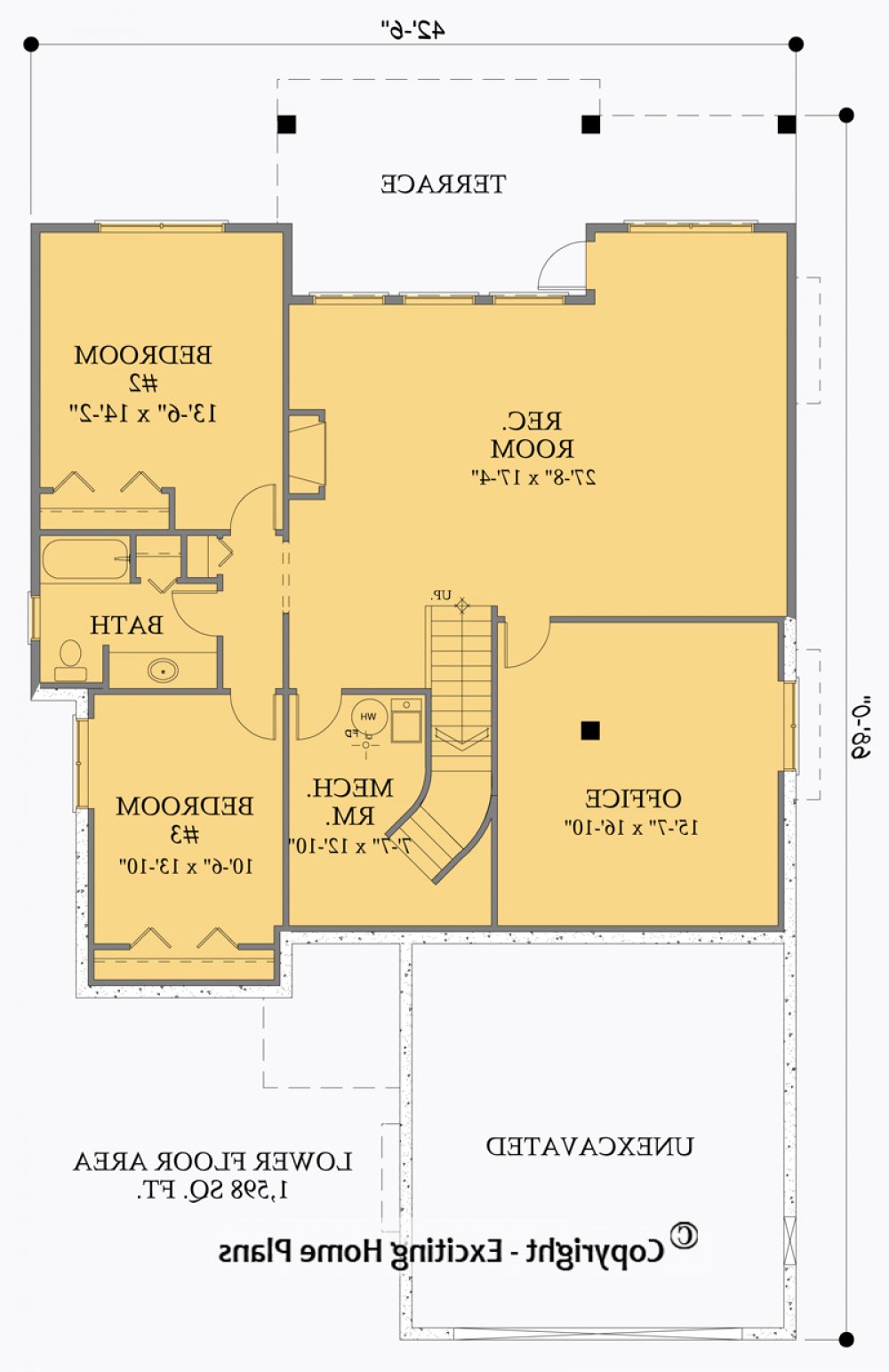 House Plan E1059-10 Lower Floor Plan REVERSE