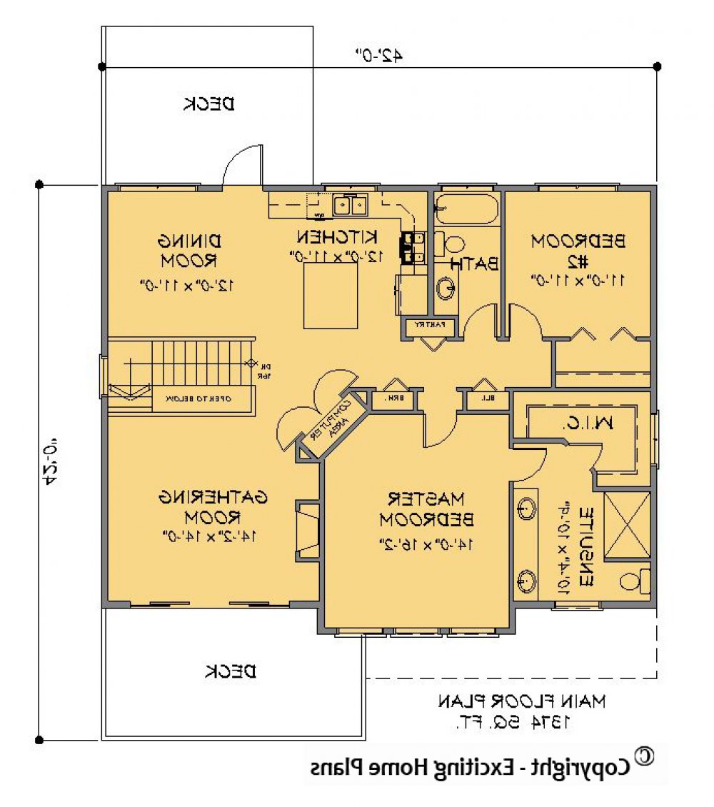 House Plan E1208-10 Main Floor Plan REVERSE