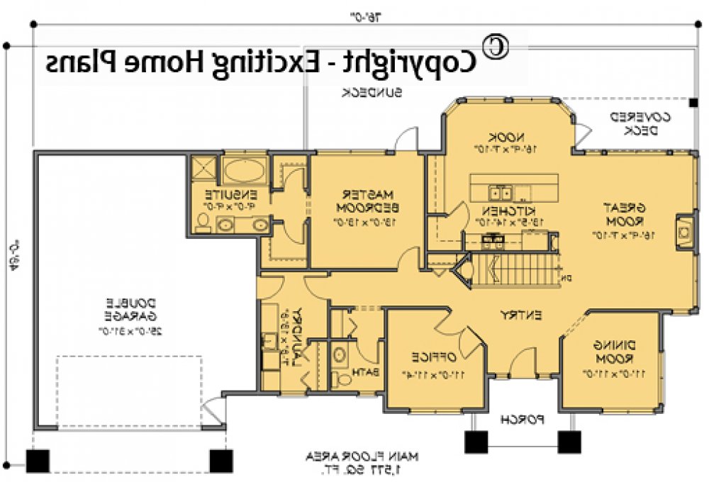 House Plan E1067-12  Main Floor Plan REVERSE