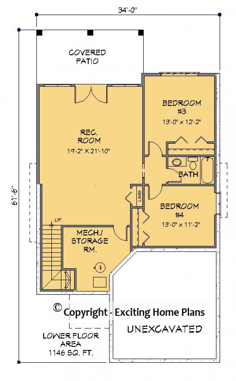 House Plan E1188-10 Lower Floor Plan
