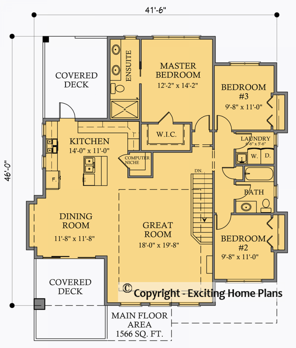 House Plan E1686-12M Main Floor Plan