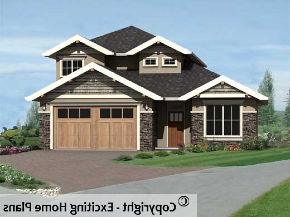 House Plan E1213-10 Exterior 3D View REVERSE