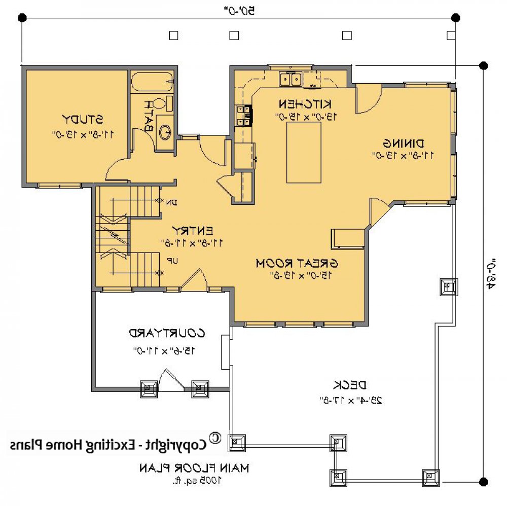 House Plan E1478-10 Main Floor Plan REVERSE