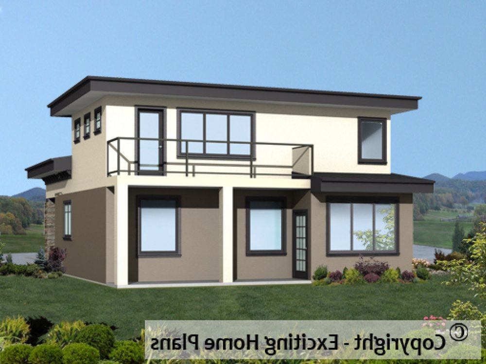 House Plan E1585-10M Rear 3D View REVERSE