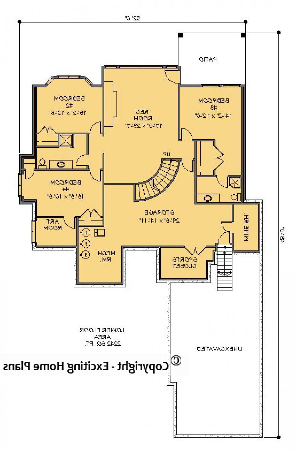 House Plan E1234-10 Lower Floor Plan REVERSE