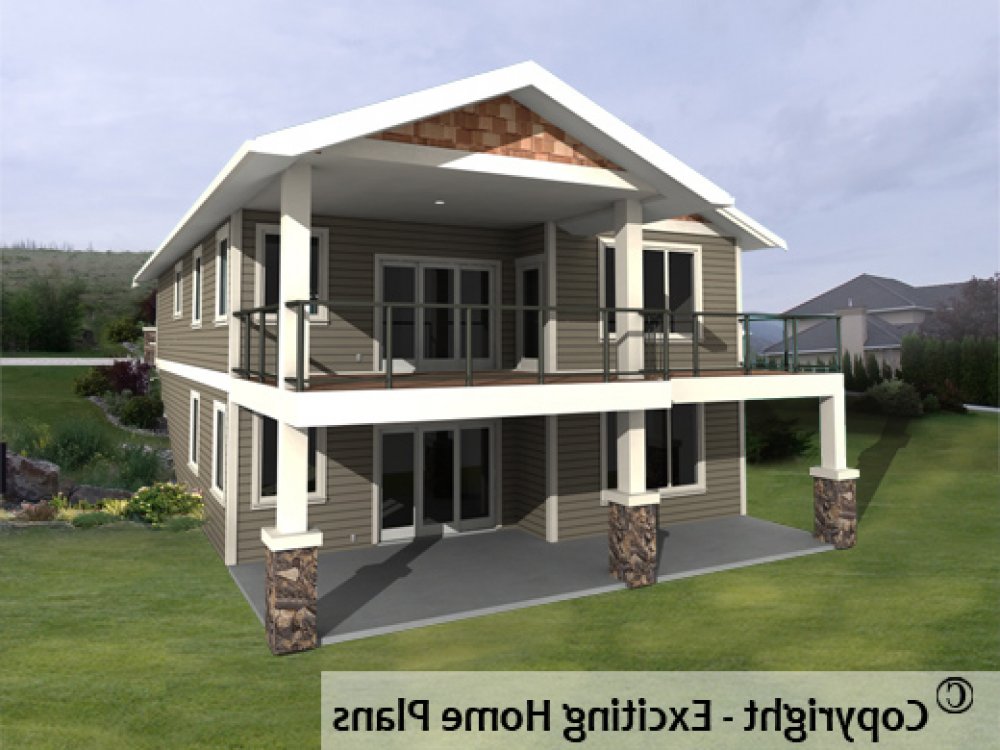 House Plan E1084-10 Rear 3D View REVERSE