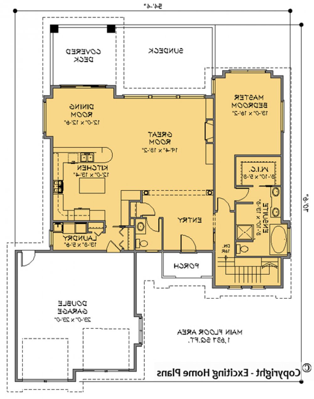 House Plan E1090-10 Main Floor Plan REVERSE