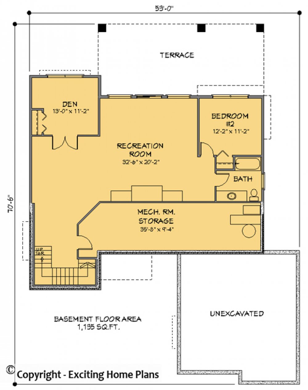 House Plan E1090-10 Lower Floor Plan