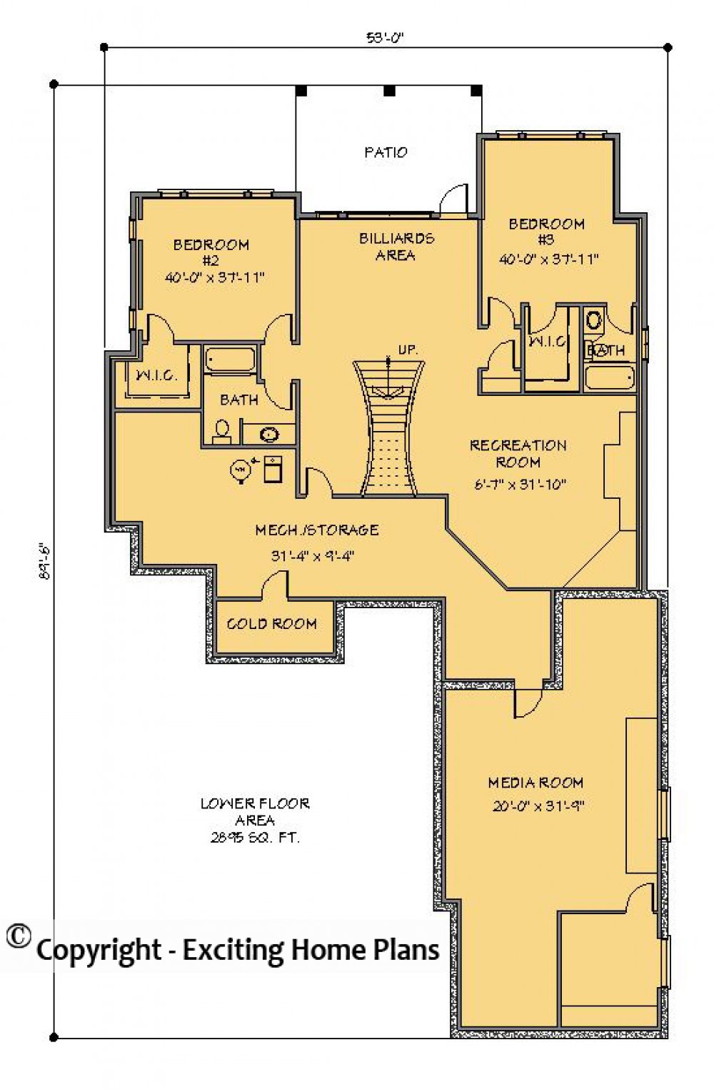House Plan E1235-10 Lower Floor Plan