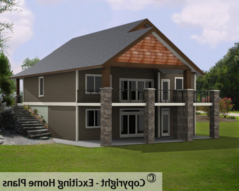 House Plan E1572-10 Front 3D View REVERSE