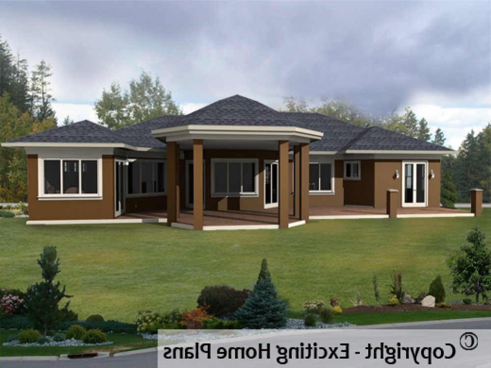 House Plan E1083-10 Rear 3D View REVERSE