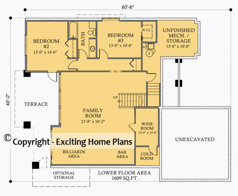 House Plan E1028-10 Lower Floor Plan