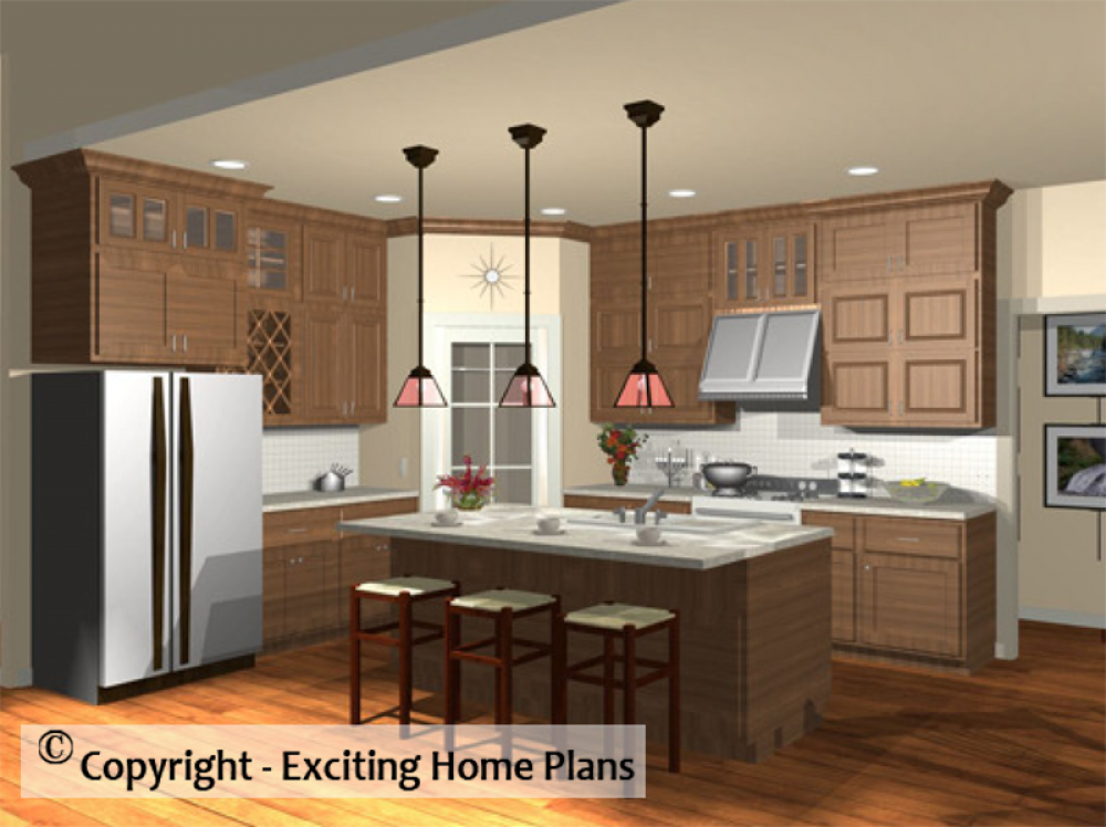 House Plan E1049-10 Interior Kitchen 3D Area
