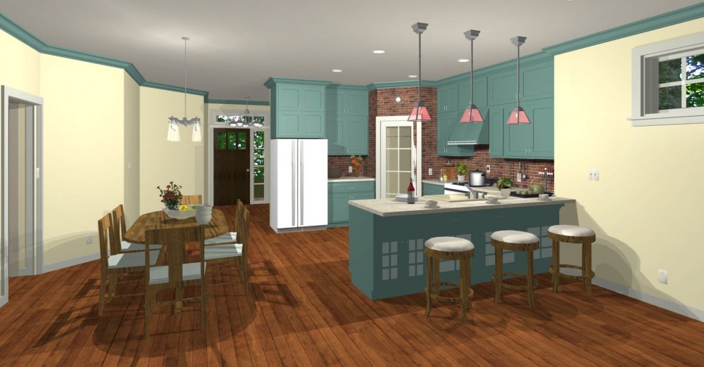 House Plan E1580-10 Interior Kitchen 3D Area