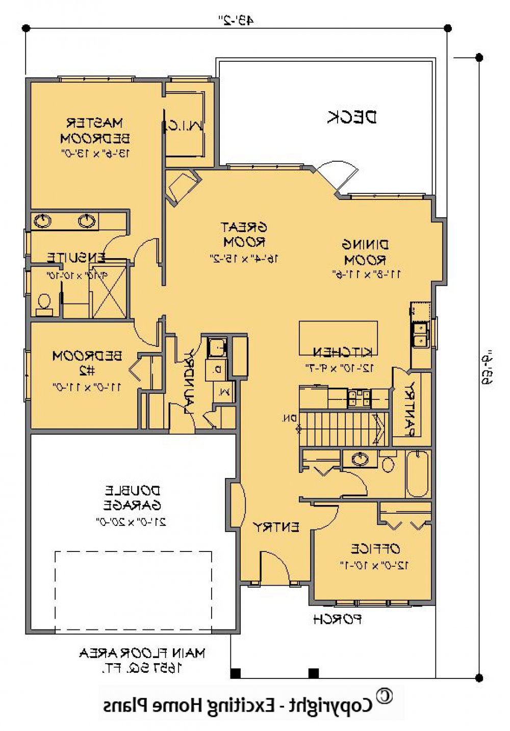 House Plan E1199-10  Main Floor Plan REVERSE