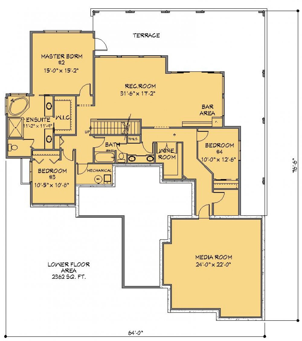 House Plan E1252-10  Lower Floor Plan