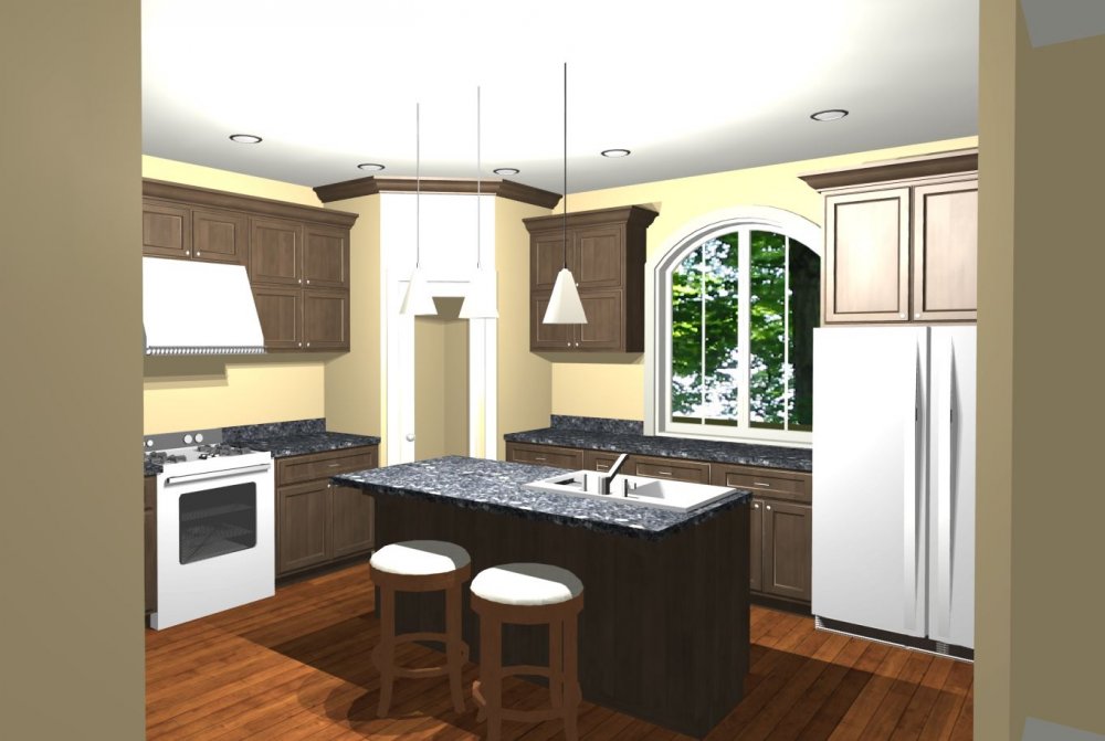 House Plan E1432-10 Interior Kitchen 3D Area