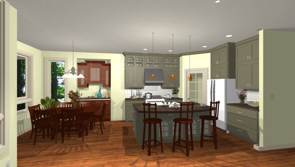 House Plan E1100-10 Interior Kitchen 3D Area